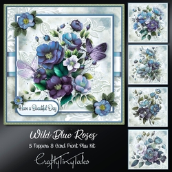 Wild Blue Roses Card Front Kit