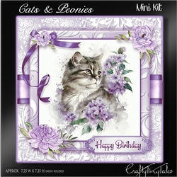 Peonies Cats Purple Card Front Kit-5