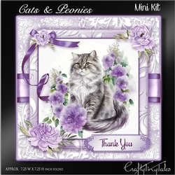 Peonies Cats Purple Card Front Kit-7