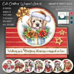 Cute Christmas Wrapped Animals Tent Card