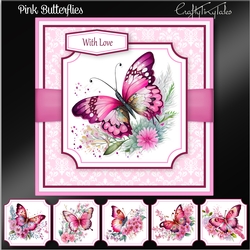 Pink Butterflies Card Topper Series Two