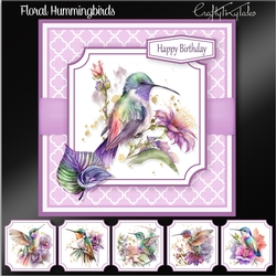 Floral Hummingbirds Card Topper Kit