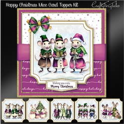 Happy Christmas Mice Card Topper Kit-3