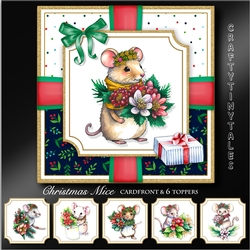 Christmas Mice Card front & Toppers