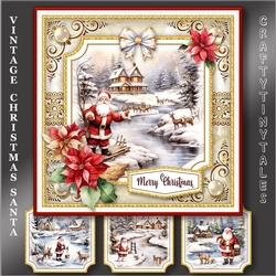 Vintage Christmas Santa Card Topper Kit