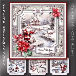 Vintage Christmas Santa Card Topper Kit-3