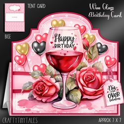 Wine Glass Birthday Tent Card