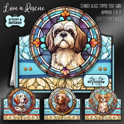 Love a Rescue-Stained Glass Topper Tent Card 2