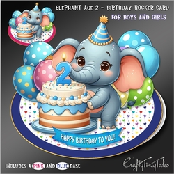 Elephant Age 2 Birthday Rocker Card Kit