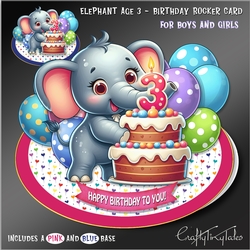 Elephant Age 3 Birthday Rocker Card Kit