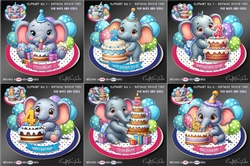 Birthday Ages 1-6 Elephant Rocker Card BUNDLE