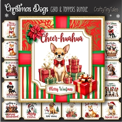 Christmas Dogs Card Front and Toppers BUNDLE