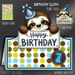 Birthday Sloth Tent Card Kit-1