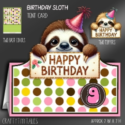 Birthday Sloth Tent Card Kit-2