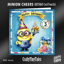Minion Cheers Birthday Card Front Kit-7