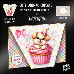 Cute Animal Cupcake-Open Card Front K2