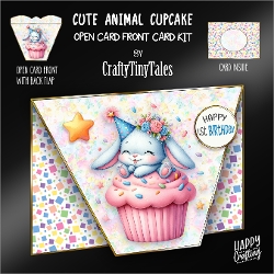 Cute Animal Cupcake-Open Card Front K6
