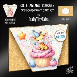 Cute Animal Cupcake-Open Card Front K7