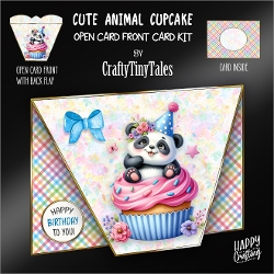 Cute Animal Cupcake-Open Card Front K9