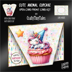 Cute Animal Cupcake-Open Card Front K10