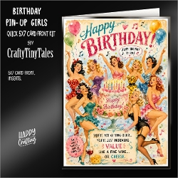 Birthday Pin-Up Girls 5x7 Card Front Kit-4
