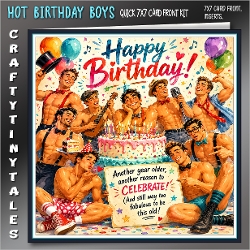 Hot Birthday Boys 7x7 Card Front Kit-1