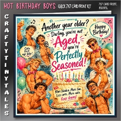 Hot Birthday Boys 7x7 Card Front Kit-2