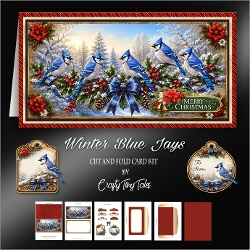 Winter Blue Jays Cut-And-Fold Card-K3