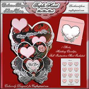 Triple Heart Red Rose Easel Kit