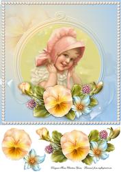 Vintage Girl & Summer Flowers