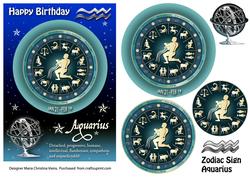 Zodiac Sign Aquarius Aqua Blue