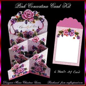 Pink Roses Concertina Card