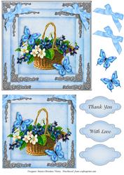 Basket of Flowers 5.5x5.5 Blue