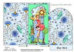 Shopping Girls Aqua Green Money Card