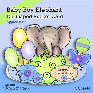 Baby Boy Elephant Rocker Card