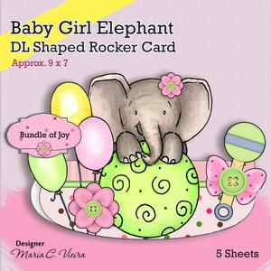 Baby Girl Elephant Rocker Card
