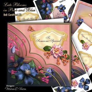 Late Blooms in Pink and Blue 8x8