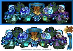 Owl Dl Christmas Blue Swag