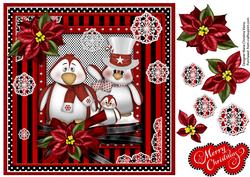 Christmas Penguins 8x8 Card Front