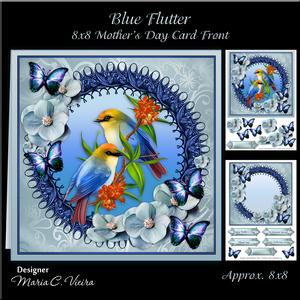 Blue Flutter 8x8 Card Front Kit