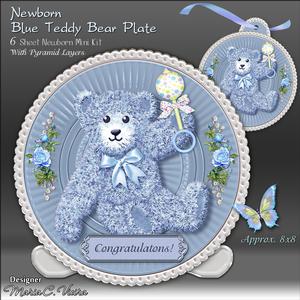 Newborn Blue Teddy Bear Plate