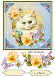 Vintage Cat Best Wishes 7x7 Cf.