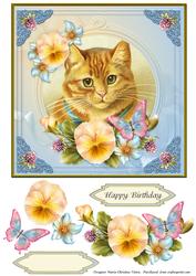 Vintage Cat Birthday Day 7x7 Cf.