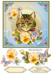 Vintage Cat Mothers Day 7x7 Cf.