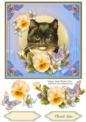 Vintage Cat Thank You 7x7 Cf.