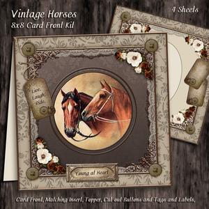 Vintage Horses 8x8 Card Front Kit