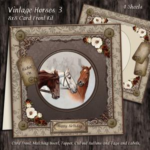 Vintage Horses 8x8 Card Front Kit 3