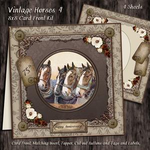 Vintage Horses 8x8 Card Front Kit 4