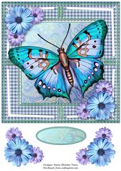 Jumbo Butterfly and Dasies Blue 8x8