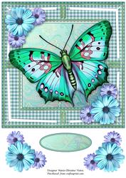 Jumbo Butterfly and Dasies Green 8x8